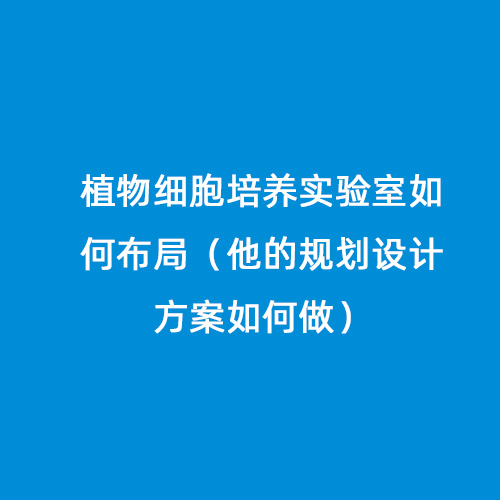 植物細胞培養(yǎng)實驗室如何布局（他的規(guī)劃設(shè)計方案如何做）